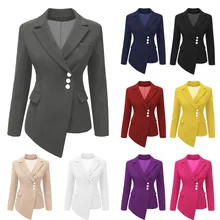 S-3XL Multiple Colour Women's Blazer Spring Autumn Irregular Women's Jacket Plus Size Blazer Woman Fashion Office Lady Blazer