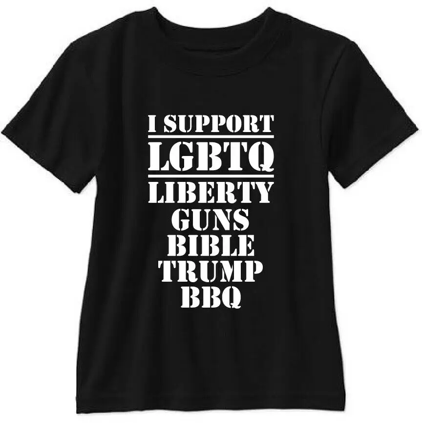 Футболка с надписью I Support Lgbtq Liberty Guns Bible Trump Bbq футболка унисекс 2019|Футболки| |