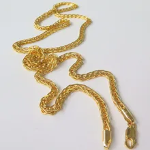 New Pure Fine Yellow Gold 2.5mm W Perfect Wheat Chain Necklace