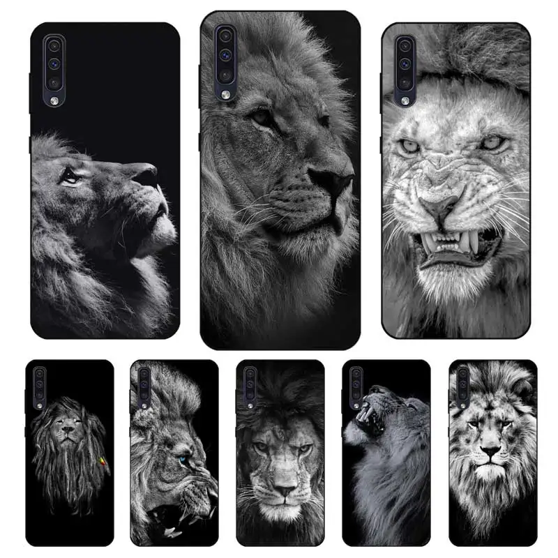 P109 Lion Black Silicone Case For Samsung Galaxy A6 A7 A8 A9 A10 A30 A40 A50 A60 A70 A80 A90 5G A20E Plus |