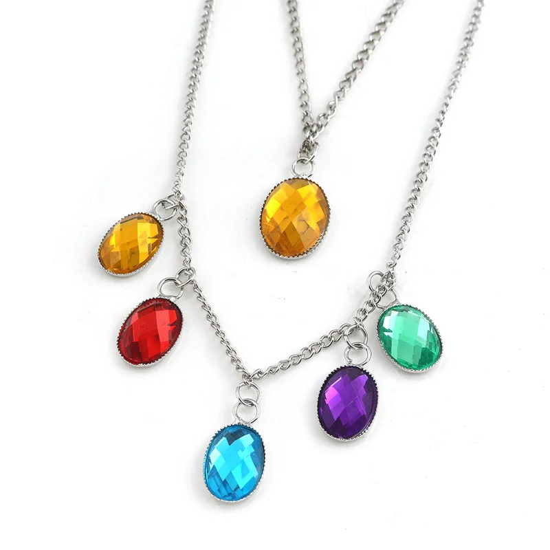 

HOT Movie The Avengers Infinite Energy Gem Necklace Colourful Rhinestone Pendant Woman fashion jewelry Gift for girl XL-L001