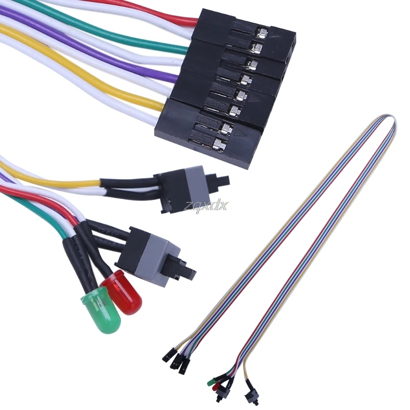 50cm Desktop Computer PC Case Power Cable SW Re-starting Switch Reset HDD LED + 2 on/off PC Switch Connector Adapter Z07 10pcs lot pc computer desktop atx power on supply reset switch connector cable cord drop shipping