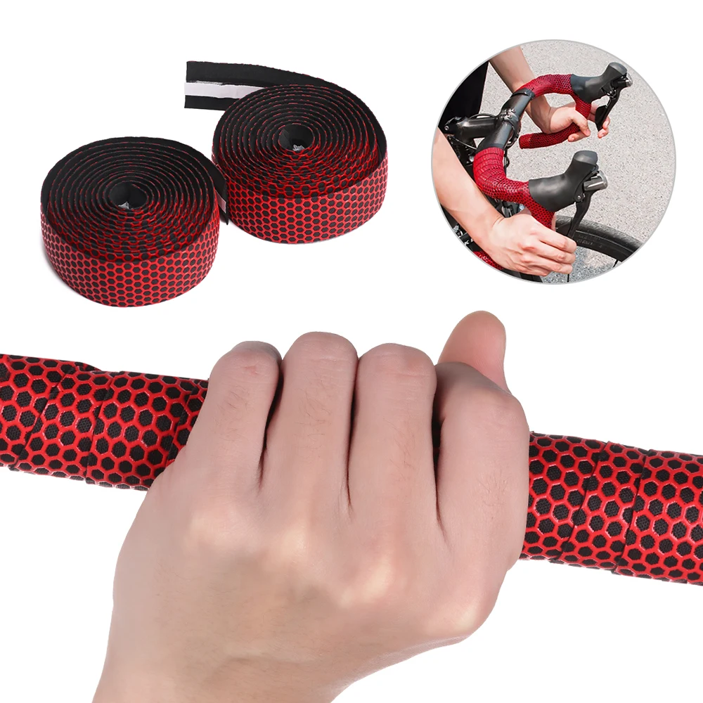 

1 SET Anti-Slip Road Bicycle Silicone Handlebar Tape End Plug Three-Dimensional Belt Breathable Ultralight Bike Handlebar Tape