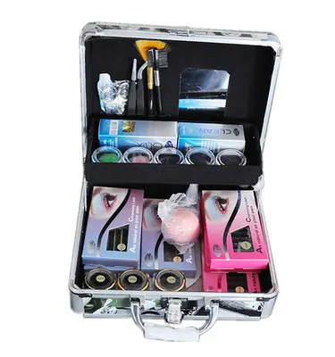 

E-04Professional Portable Delure Beauty Grafting Eyelash Extension Kit False Eyelash Lashes Makeup Set with Silver Box Case