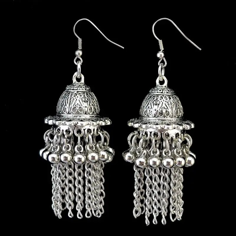 Индийской уникальный Ethenic серьги в стиле bollywood ювелирные изделия Jingle Bell Jhumka