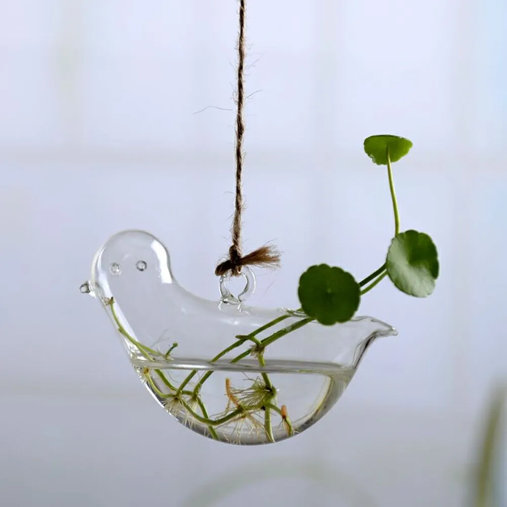 Горячая прозрачная лампа стеклянная подвесная Ваза Бутылка Террариум контейнер растение цветок DIY стол Свадебный сад Декор - Цвет: Bird shape