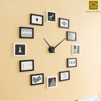

Modern Hanging Living Room Clock Creative Personalized Silent Wall Decor Clock Sticker Reloj Mural Decal Wall Clock WKP034