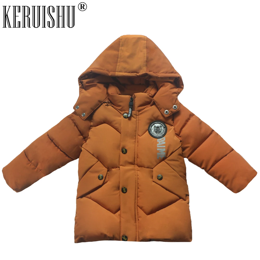 KERUISHU/зимние теплые пальто для малышей Детское теплое с капюшоном мальчиков и