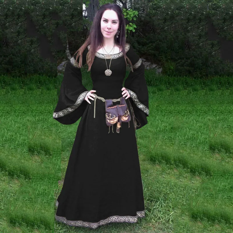 

Early Medieval Renaissance Dress Costume Apprael For Women Celtic Highland Forest Bell Sleeves Gown Ladies Extra-Large 4XL 5XL