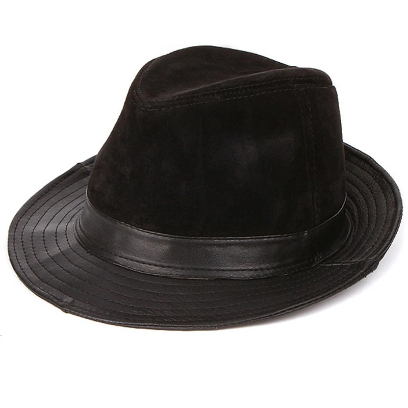 black Suede Для женщин кожа овчины большой шляпы улице прохладно шляпы Замши Модные Европейский Стиль Натуральная кожаные кепки Берет человек - Цвет: black Suede