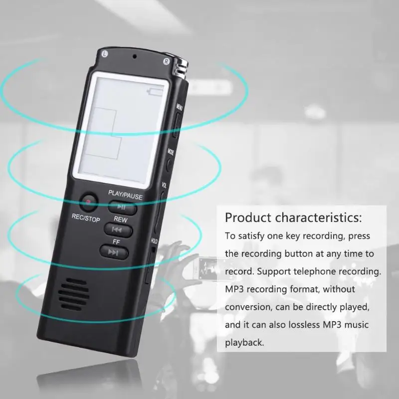 VODOOL 8GB USB Professional Digital Audio Voice Recorder 1.5 inch LCD Screen Dictaphone MP3 Player Meeting Voice Recording Pen