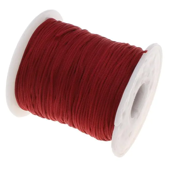 80 м/катушка 1 мм Разноцветные нейлоновые черные китайские узлы шнур макраме плетеные поделки из бисера Европейская нить - Цвет: dark red