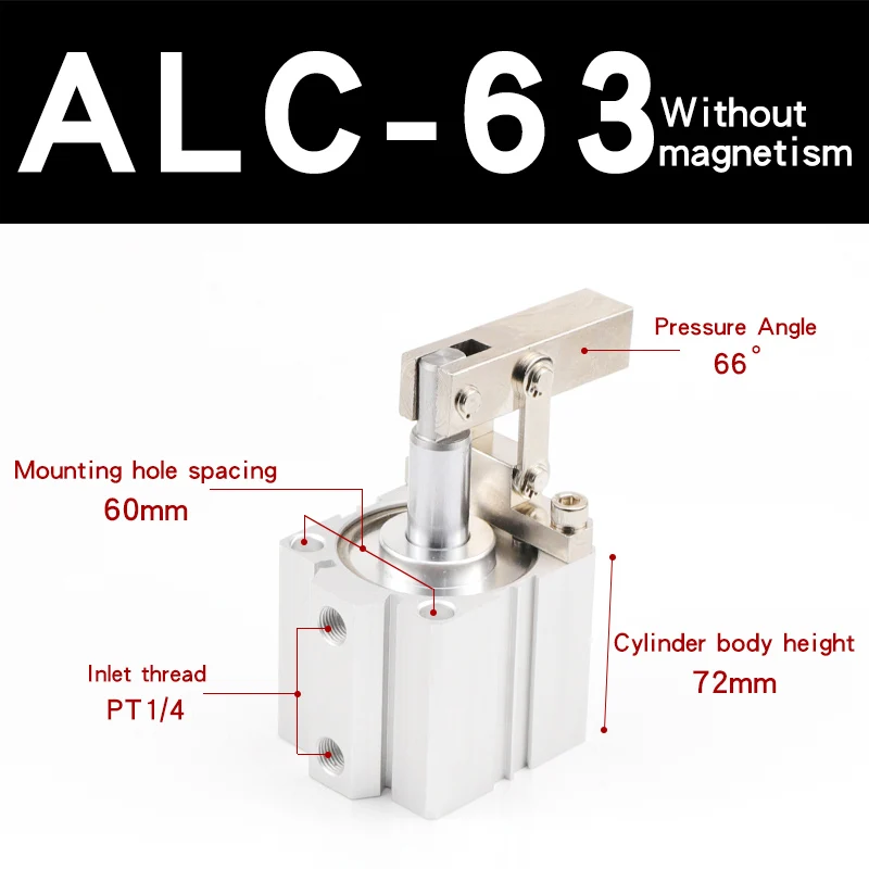 JGL рычаг цилиндра ALC зажима коромысла под давлением воздуха зажима давления воздушного давления зажим цилиндра 25/32/40/50/63/80/100 T5R - Цвет: ALC63