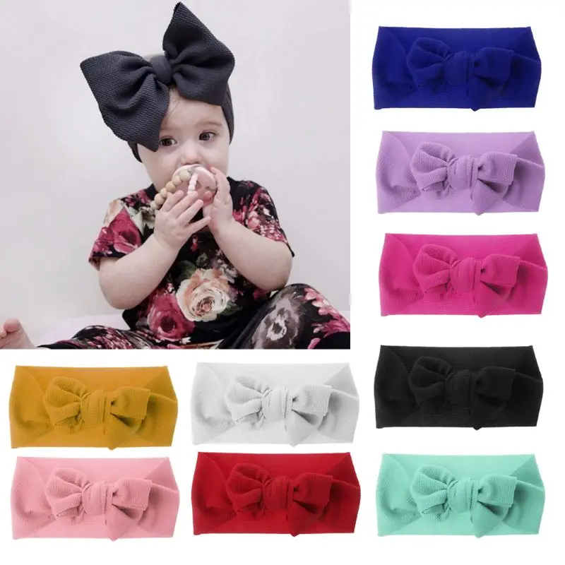 Adjustable Big Bow Headwrap Baby Headband Top Knot Headbands Over Sized