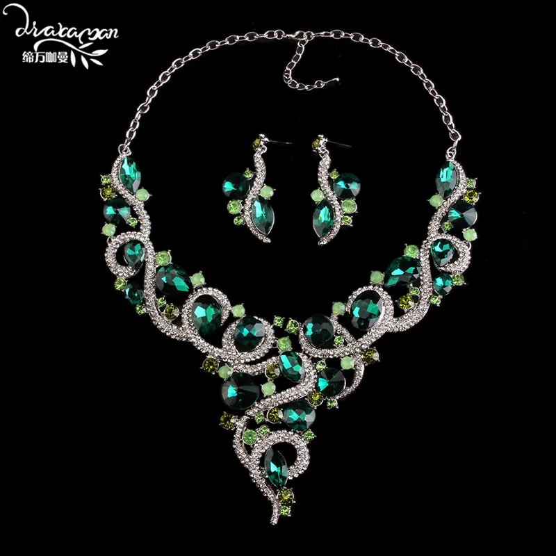 اطقم زمرد فاخره Dvacaman-2016-New-Gorgeous-Emerald-Green-Crystal-Indian-Wedding-Jewelry-Set-font-b-Gold-b-font