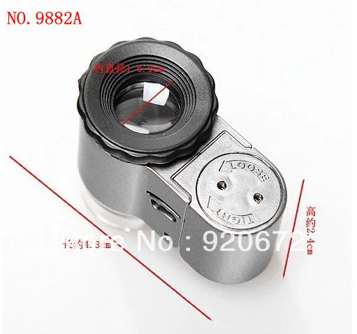 45X 2 led light Mini Microscope 3LR1130 Battery free shipping -NO.9882A | Инструменты