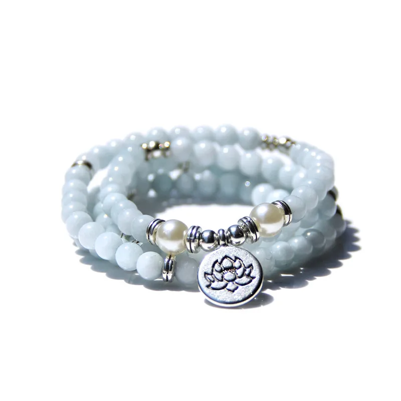 

Blue pearl Bracelet women 108 stone Beads bracelet lotus charm Necklace Bracelets for Women friendship couples female bracelets