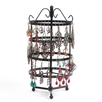 

Multifunctional 144Holes Earrings Necklace Jewelry Display Storag Stand Metal Rotating High Quality Display Stand Holder