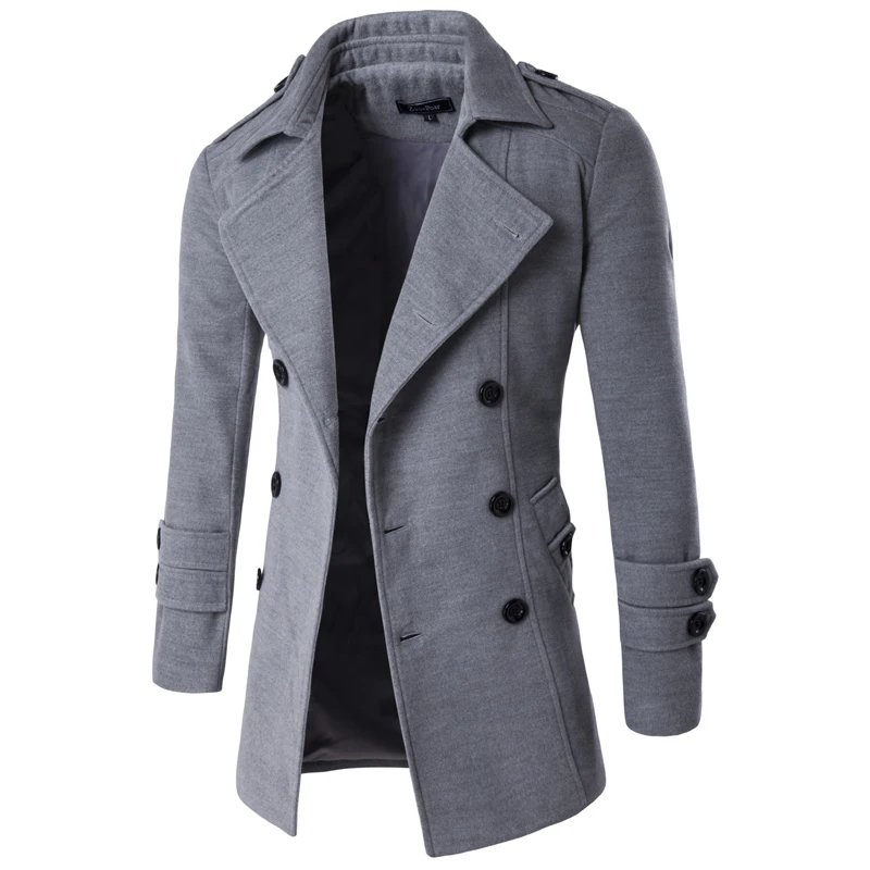 Новое мужское пальто средней длины, двубортное, с отворотом, повседневное, чистое, серрони, пальто