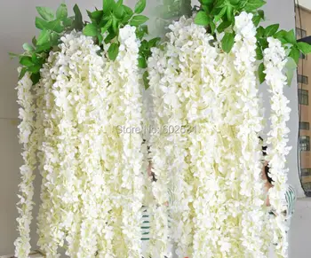 

SPR Artificial Wisteria Flower Rattan Silk Flower Vines Garlands For Wedding Party Centerpieces Decorations Home Ornament
