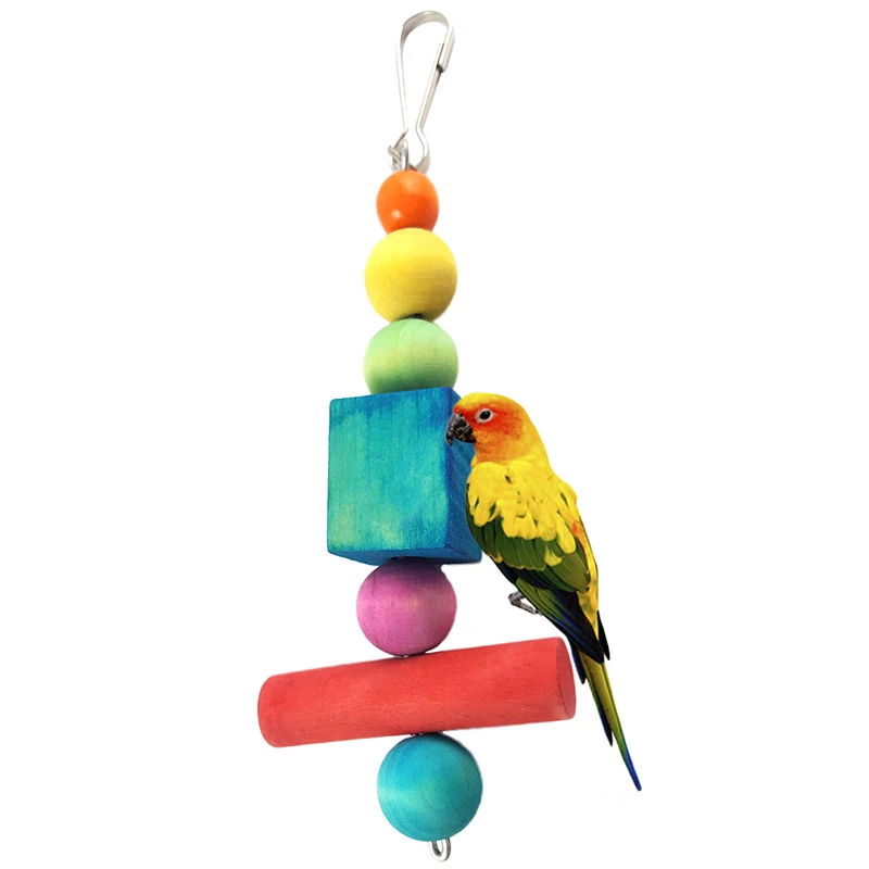 Misterolina Pet Bird Toy Wooden Cockatiel Parrot Toys With Bell For