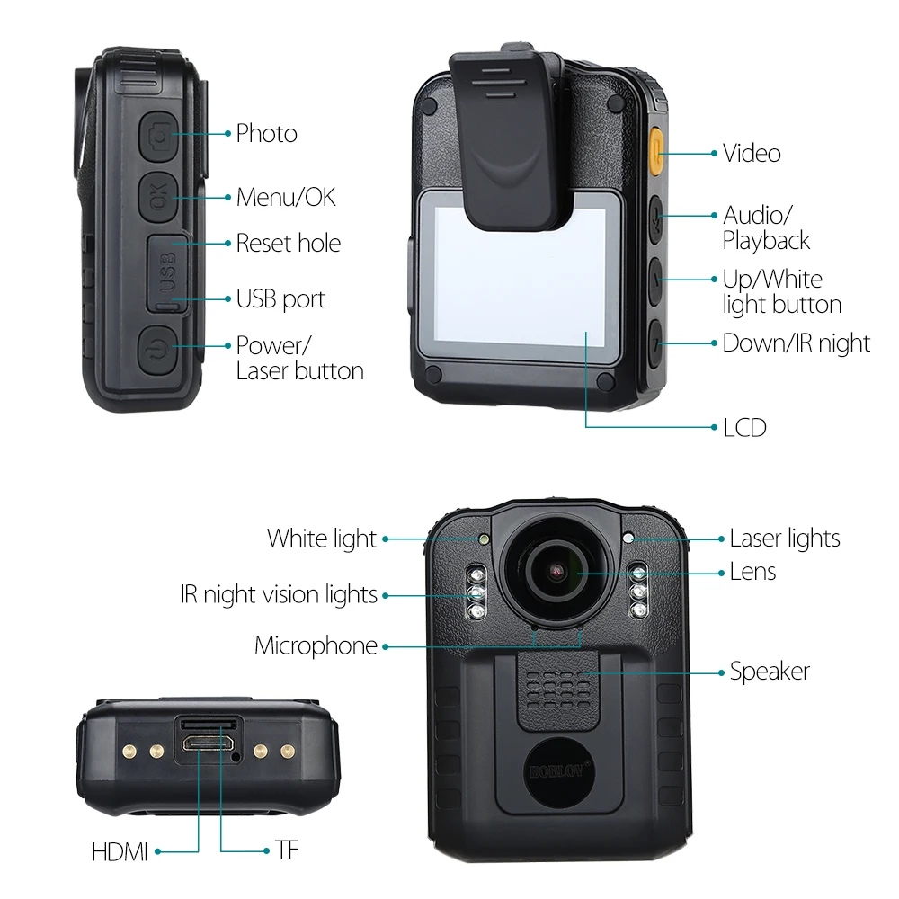  BOBLOV WN9 HD 1296P police camera IR Night Vision Body Camera 170 Degree Pocket camara policia tele