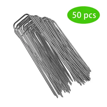 

50pcs Galvanized Steel Garden Pile U - Shaped Nail For Fixing Weed Fabric Landscape Fabric Mesh Fabric Mesh Floor Nail