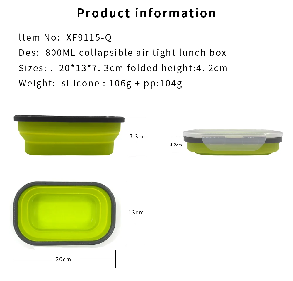 Silicone Bento Lunch Box Food Container Food Storage Collapsible Portable Container Lunch Food Box For School kids Outdoors