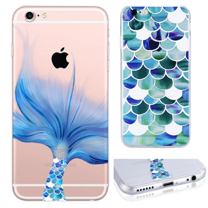 Футляр для телефона Apple Iphone 6 6s 7/плюс 5 5S SE красивая русалка весы Ocean ТПУ Резиновая