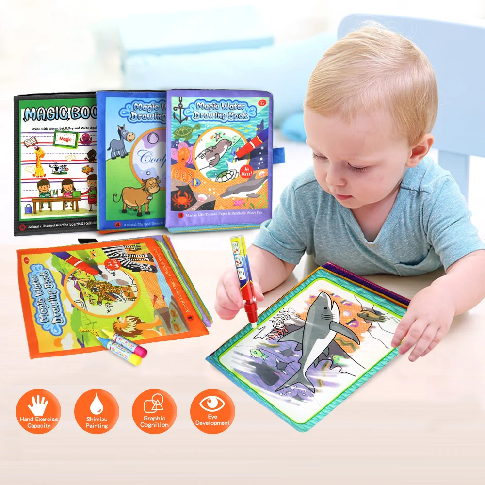 Coolplay  Magic Water Drawing Book Coloring Book Painting Board Doodle Book in Drawing Toys Educational Toys for Kids Xmas Gifts 6