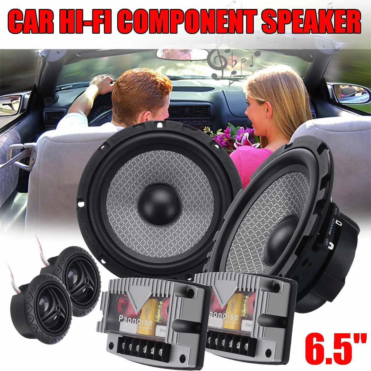 6,5 pulgadas 400 W dos vías coche Audio HiFi componente altavoz sistema 25mm Domo pinzas 1 pulgada ASV bobina de voz para Audio de la puerta delantera del coche