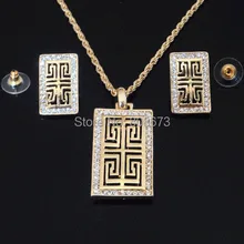 Элегантный Модные украшения Наборы для ухода за кожей Кристалл Австрия золота заполнены подвеской Цепочки и ожерелья Серьги Наборы для ухода за кожей для женские свадебные Новое поступление