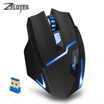 

ZELOTES F16 Wireless Mouse Gaming Mice 2.4GHz Optical 2400 DPI Office Game Mice with USB Receiver for Computer PC Notebook