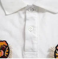 Polos en coton pour hommes avec double tête de tigre et fleurs, chemise de planche à roulettes, haut brodé, t-shirt à la mode, nouveau, 2023, # C37 4