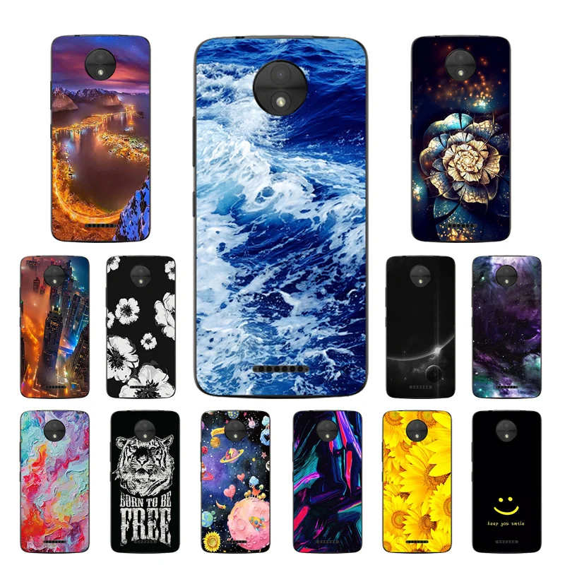 Силиконовый чехол для Motorola Moto C 2017 с принтом волны мягкий ТПУ телефона XT1750 XT1754 5 0 |