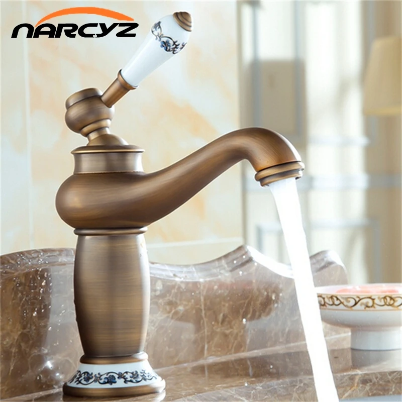 Basin Faucets Mixer Taps Antique Brass Finished Hot and Cold Deck