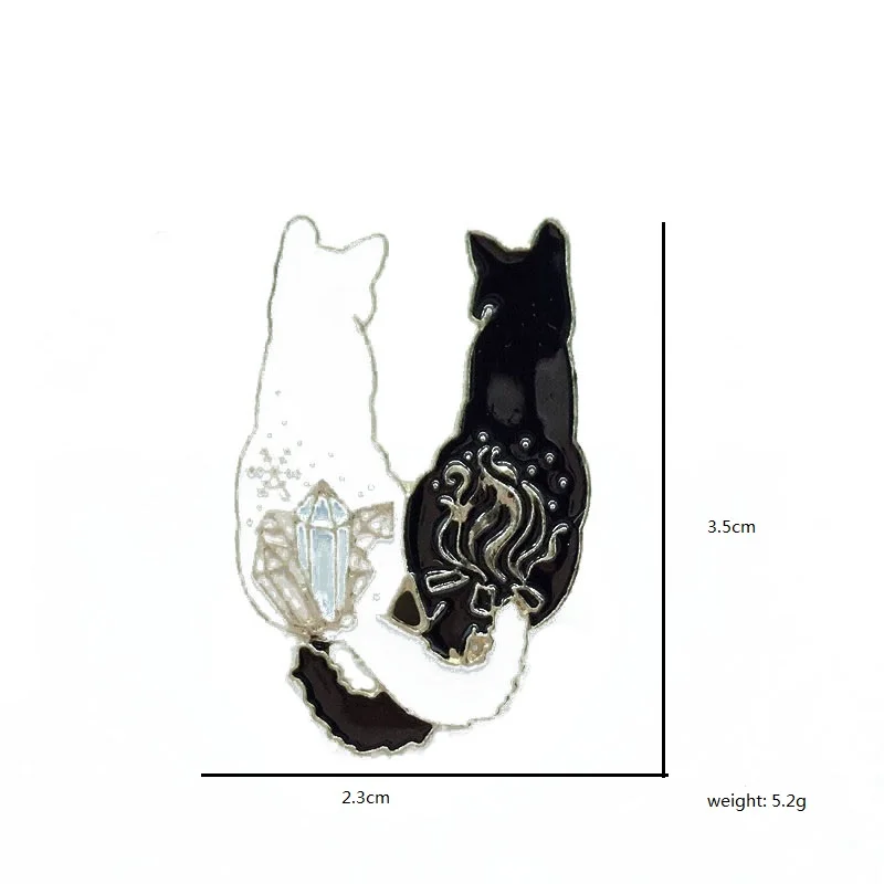 XEDZ Взрывные Модели Горячая черная и белая кошка Цвет Камень хвост пламя Снежинка Металл Эмаль Булавка креативный рубашка брошь подарок