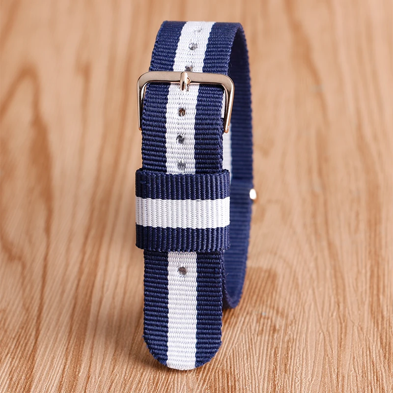 Fashion Nylon Rose Gold Stainless Steel Wrist Watch Band Strap Casual