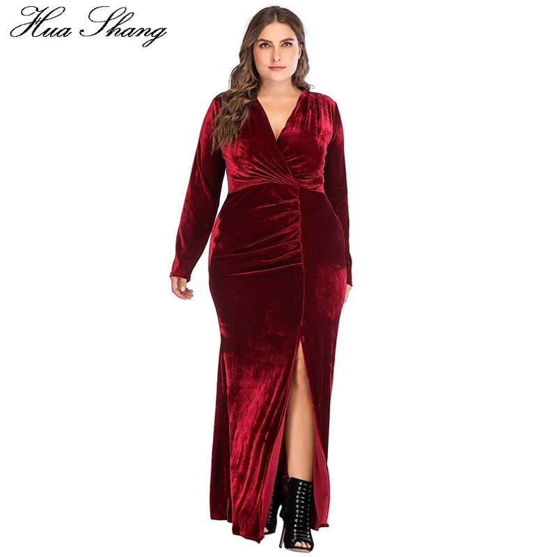 Aliexpress.com : Buy Winter Dress Plus Size Women 2018 Velvet V Neck ...