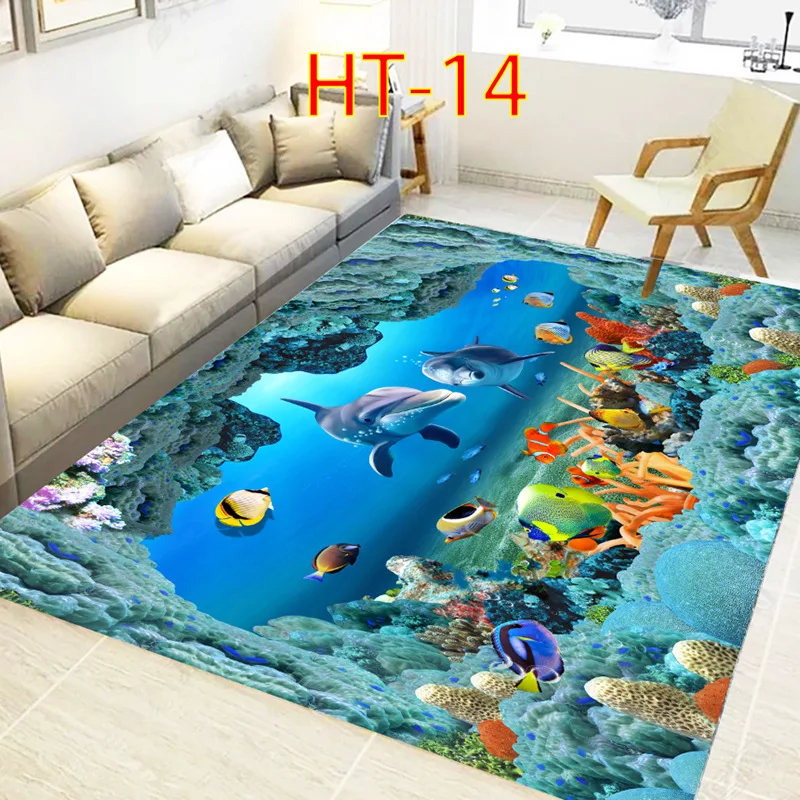 Blue Sea ocean Mediterranean Style 3D Carpets for Living Room Bedroom Area Rugs Coffee Table Sofa Bed Floor Mat Hallway Carpet