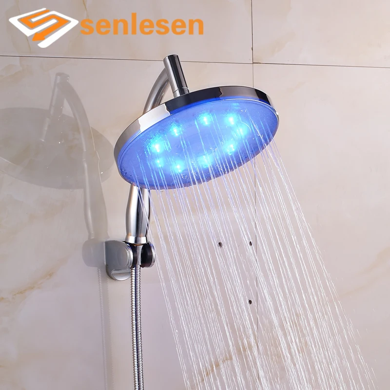 LED Light Color Changing Shower Head Chrome Finish Wall Mounted Plastic Shower Headin Shower