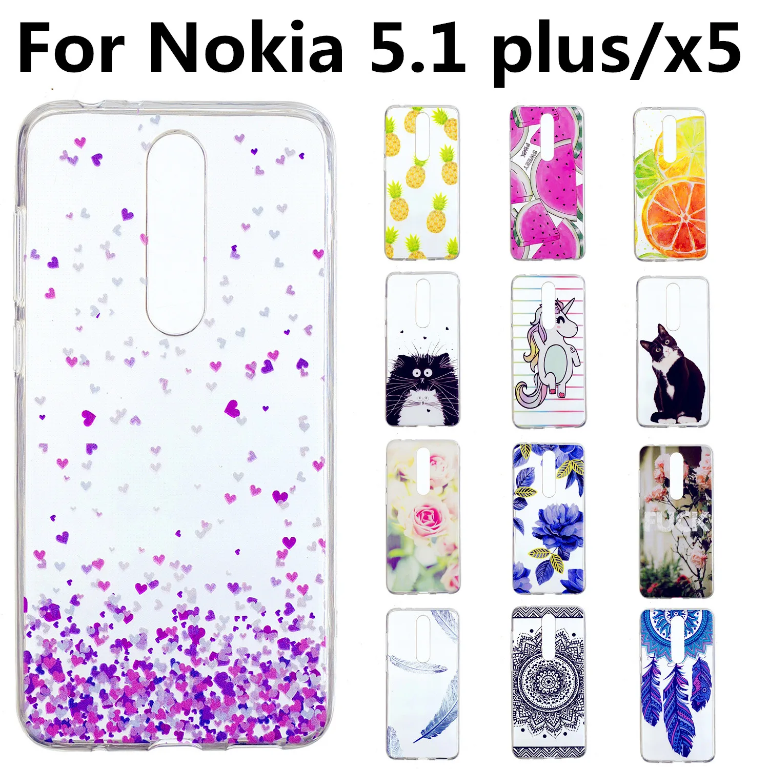 Модный Блестящий чехол с рисунком для Nokia 5 1 plus x5 Мягкий ТПУ силиконовый s телефона