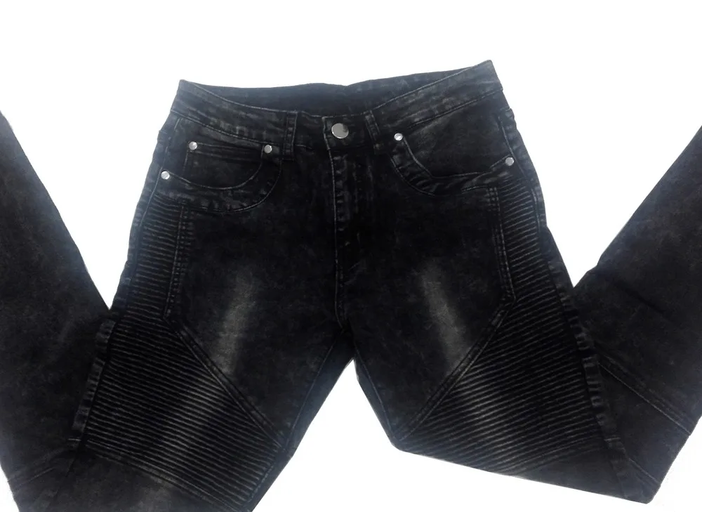 Для мужчин джинсы взлетно-посадочной полосы Тонкий велосипедист-гонщик джинсы мода хип-хоп обтягивающие джинсы для Для мужчин H0292