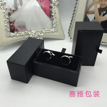 

Black Shirt Cufflink Box Cufflink Gift Case Holder Jewelry Packaging Boxes Organizer Black