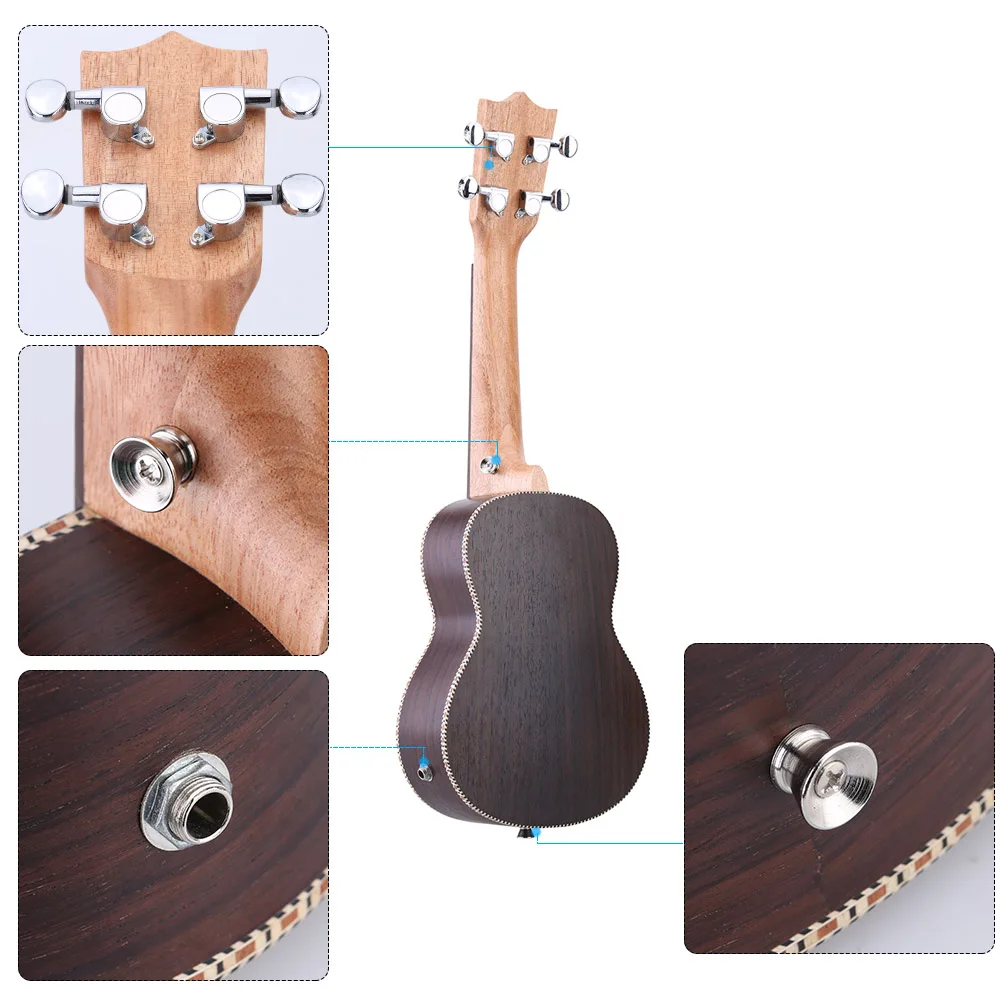 Ammoon Spruce 2" Акустическая укулеле 15 Fret Ukelele uke 4 струны гитара со струнами музыкальный инструмент со встроенным звукоснимателем EQ