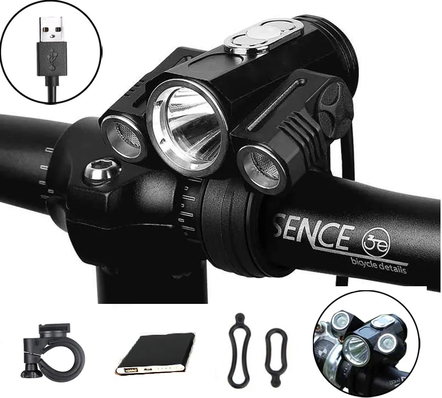 Sale Bicycle Light Adjust Angle 3x XML-T6 LED 10000LM USB Rechargeable Power Bank Cycling Torch Bike Light Lamp Bike Accessories 1