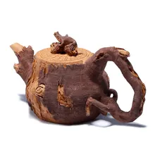 Аутентичные китайский старый фиолетовый глиняный горшок ручной работы чайник комплект ящерица керамика бамбук раздел пень Zisha чайник подарок безопасный Вышивка Крестом Пакет