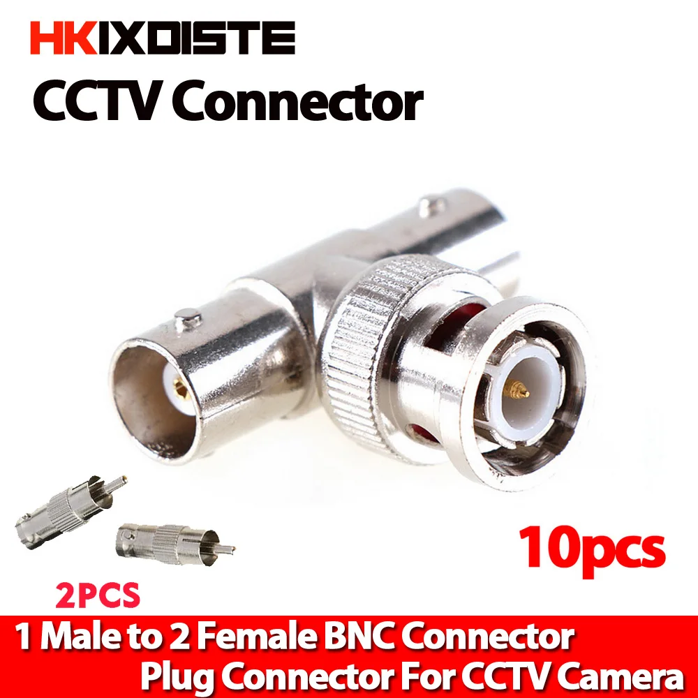 

Hot sale BNC Connector "T" Type BNC male to 2xBNC female jack BNC female adapter for CCTV Camera System 10 pieces / lot
