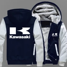 Зимнее пальто Kawasaki Moto логотип для мужчин’s повседневное толстые теплые толстовки мужчин хлопковая куртка мотогонок кофты