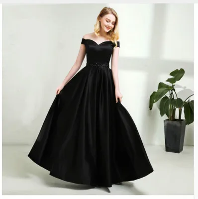 Атласные кружевные платья макси с v-образным вырезом розовые платья в пол вечерние сексуальные макси длинное вечернее платье с открытыми плечами - Цвет: black